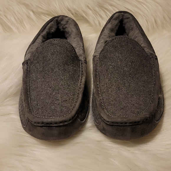 UGG Ascot Wool Lined Moccasin Slippers Gray